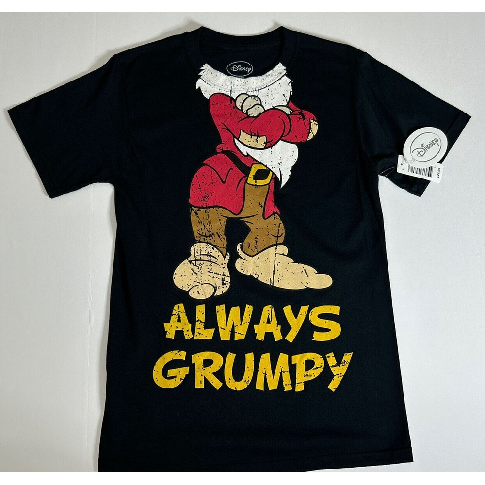 Disney Grumpy T-Shirt Men's Small 34-36 Dwarf Snow White Character Black NWT‎